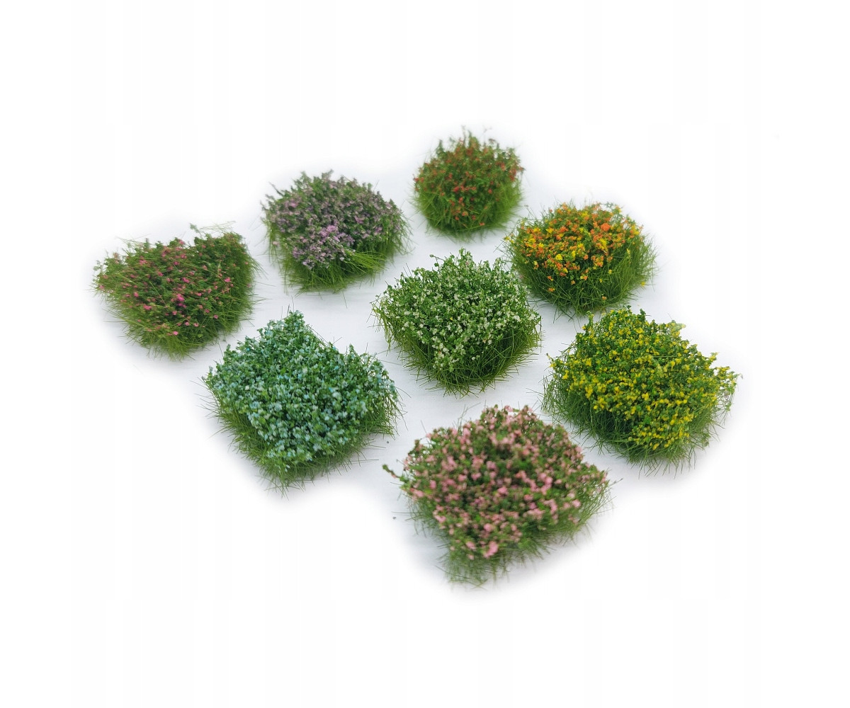 Kępki trawy, krzaczki, trawa, kwiatki, zestaw 8 sztuk