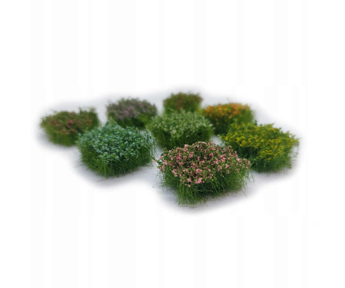 Kępki trawy, krzaczki, trawa, kwiatki, zestaw 8 sztuk