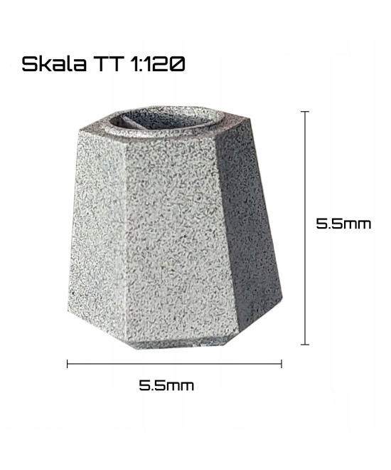Kosz na śmieci 6-kątny - skala TT 1:120 - 5 sztuk