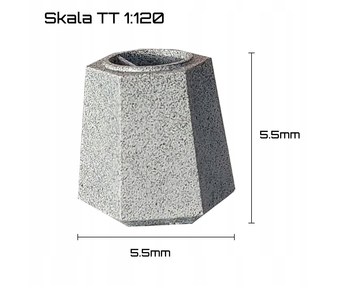 Kosz na śmieci 6-kątny - skala TT 1:120 - 5 sztuk