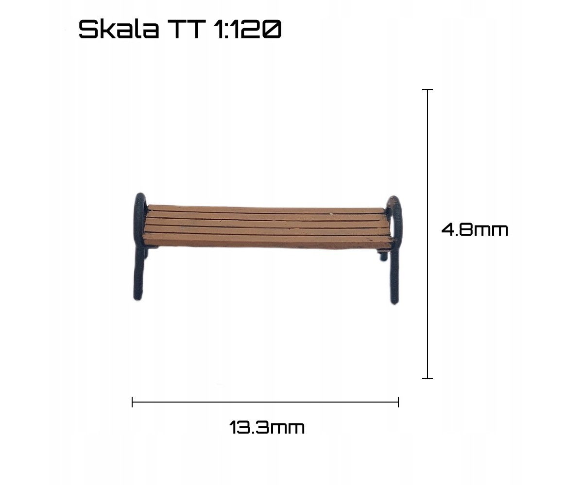 Ławka parkowa prosta skala TT 1:120 - 2 sztuki