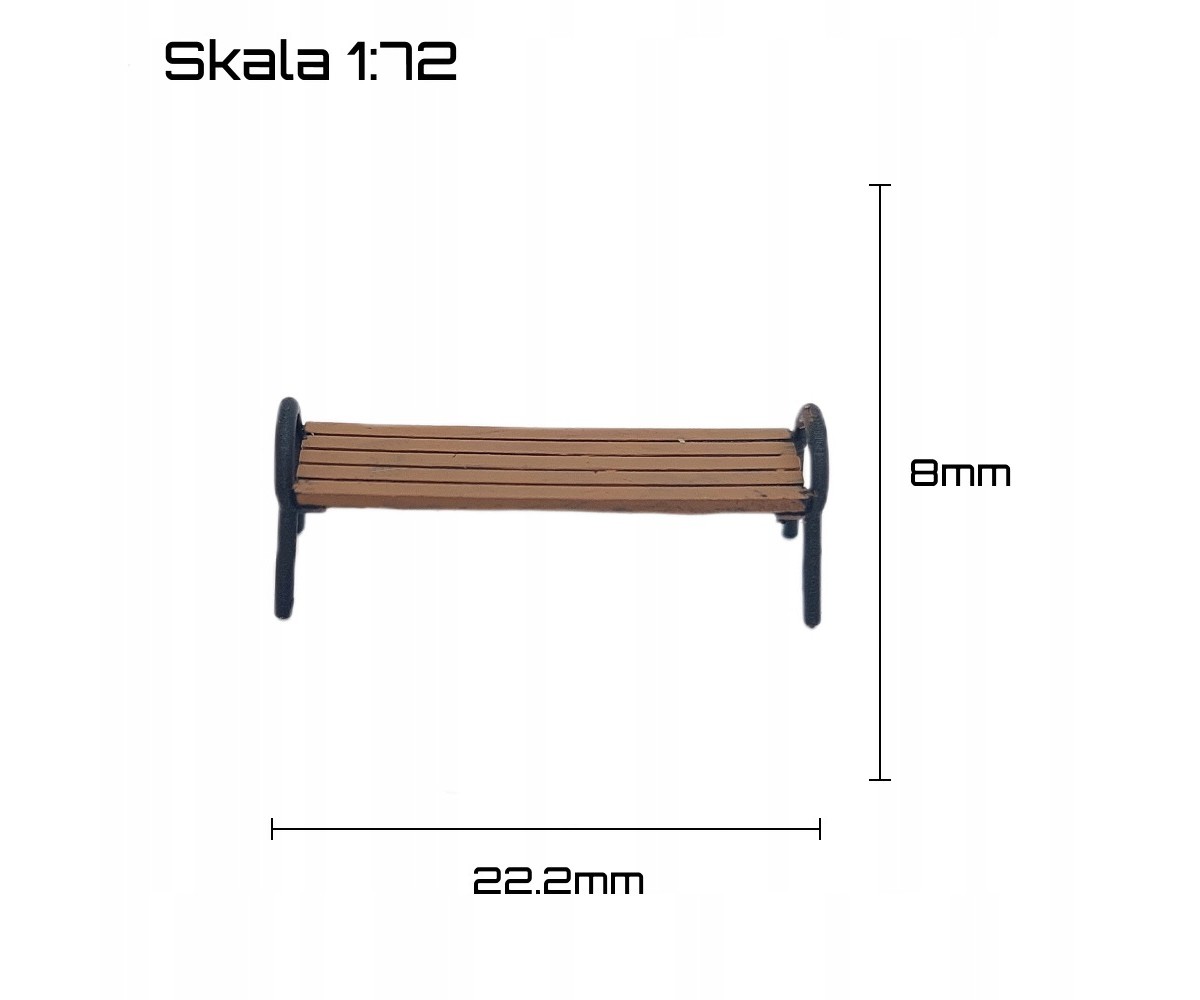 Ławka parkowa prosta skala 1:72 - 2 sztuki