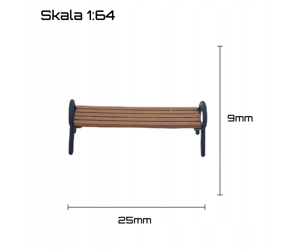 Ławka parkowa prosta skala 1:64 - 2 sztuki