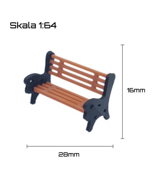 Ławka 1:64 na makietę, stylowa, do parku, na perony