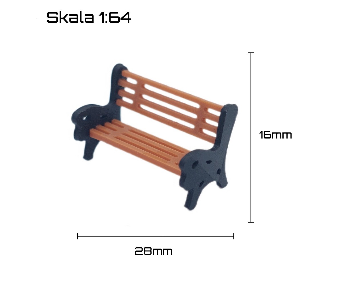 Ławka 1:64 na makietę, stylowa, do parku, na perony