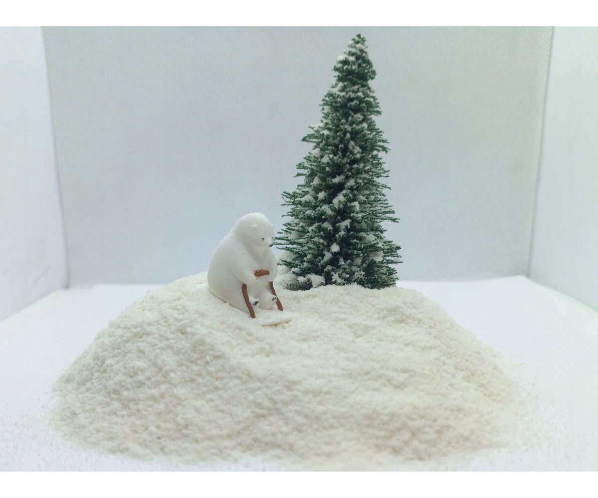 Posypka, kwiatki, krzaczki, biały, śnieg na makietę