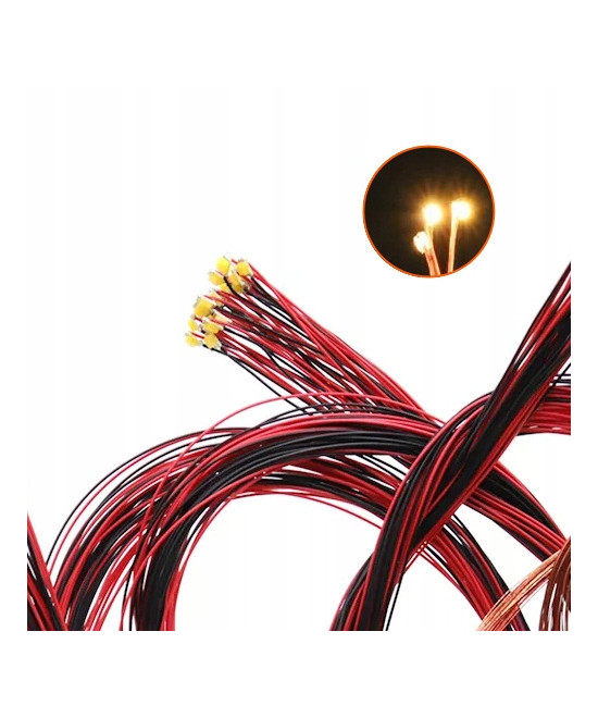 Dioda LED 1206 3v z przewodami 30cm - żółta