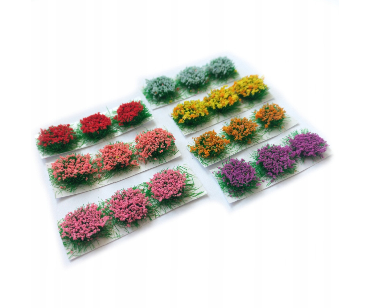 Kwiaty na makietę - 21 sztuk, 7 kolorów