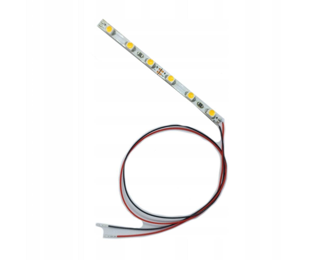 Pasek LED 12v biały ciepły - 6 diod, szer. 3mm, oświetlenie budynków