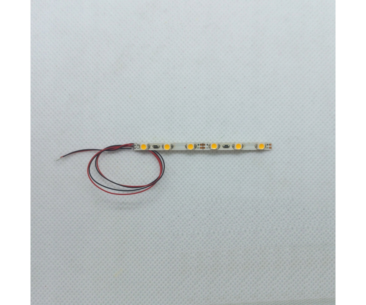 Pasek LED 12v biały ciepły - 6 diod, szer. 3mm, oświetlenie budynków