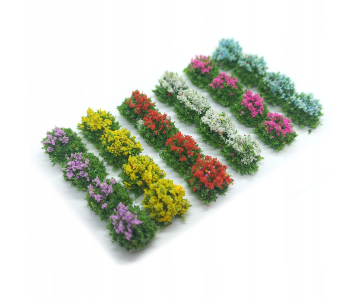 Kwiaty na makietę - 24 sztuki, 6 kolorów