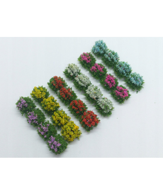 Kwiaty na makietę - 24 sztuki, 6 kolorów