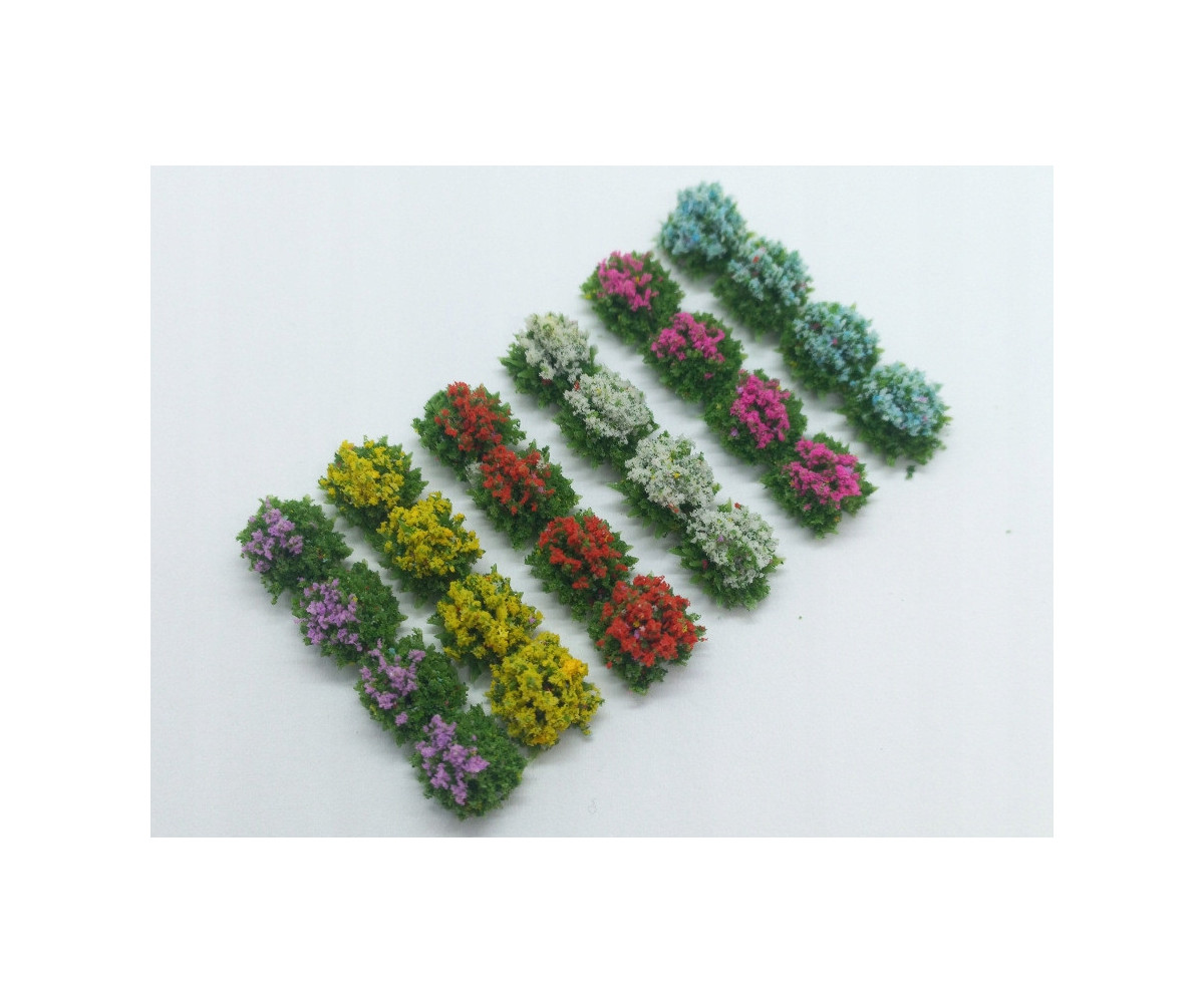 Kwiaty na makietę - 24 sztuki, 6 kolorów