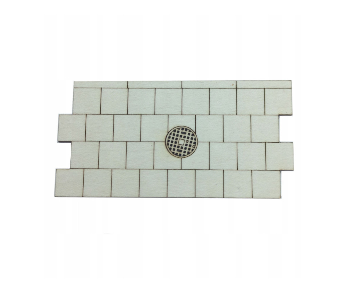 Chodnik H0 płyty 50cm + studzienka kanalizacyjna