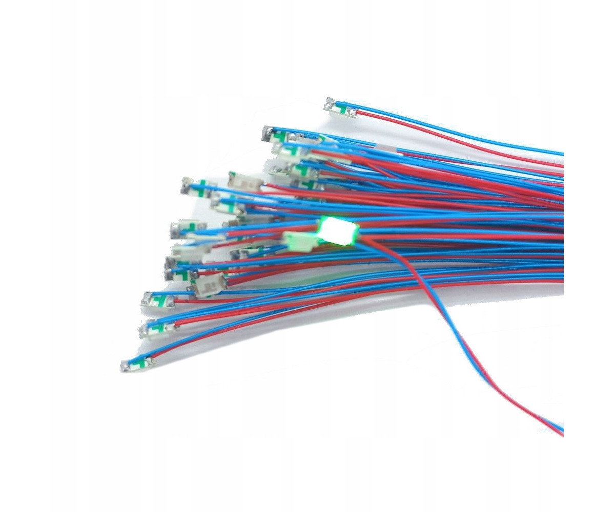 Dioda LED 1206 3v z przewodami 30cm zielona