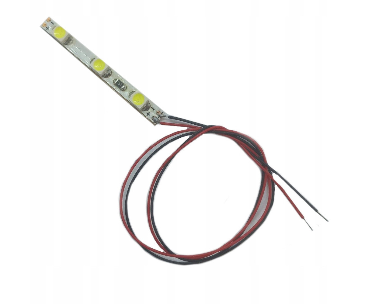 Pasek LED 12v biały zimny - 3 diody, 3mm, oświetlenie peronów, budynków