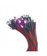 Dioda LED 3mm 12v z przewodami 20cm - różowa