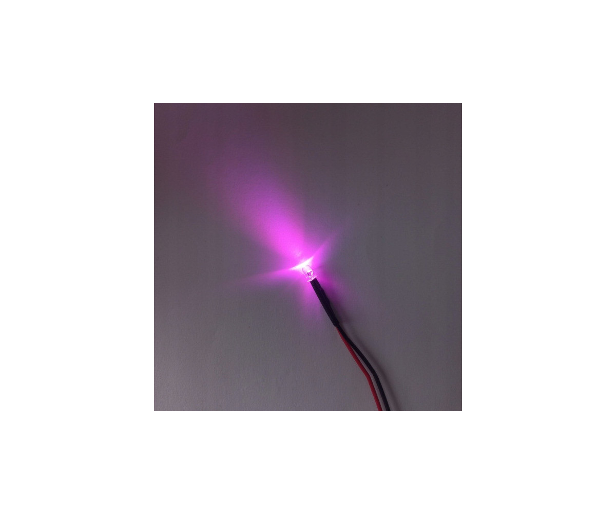 Dioda LED 3mm 12v z przewodami 20cm - różowa