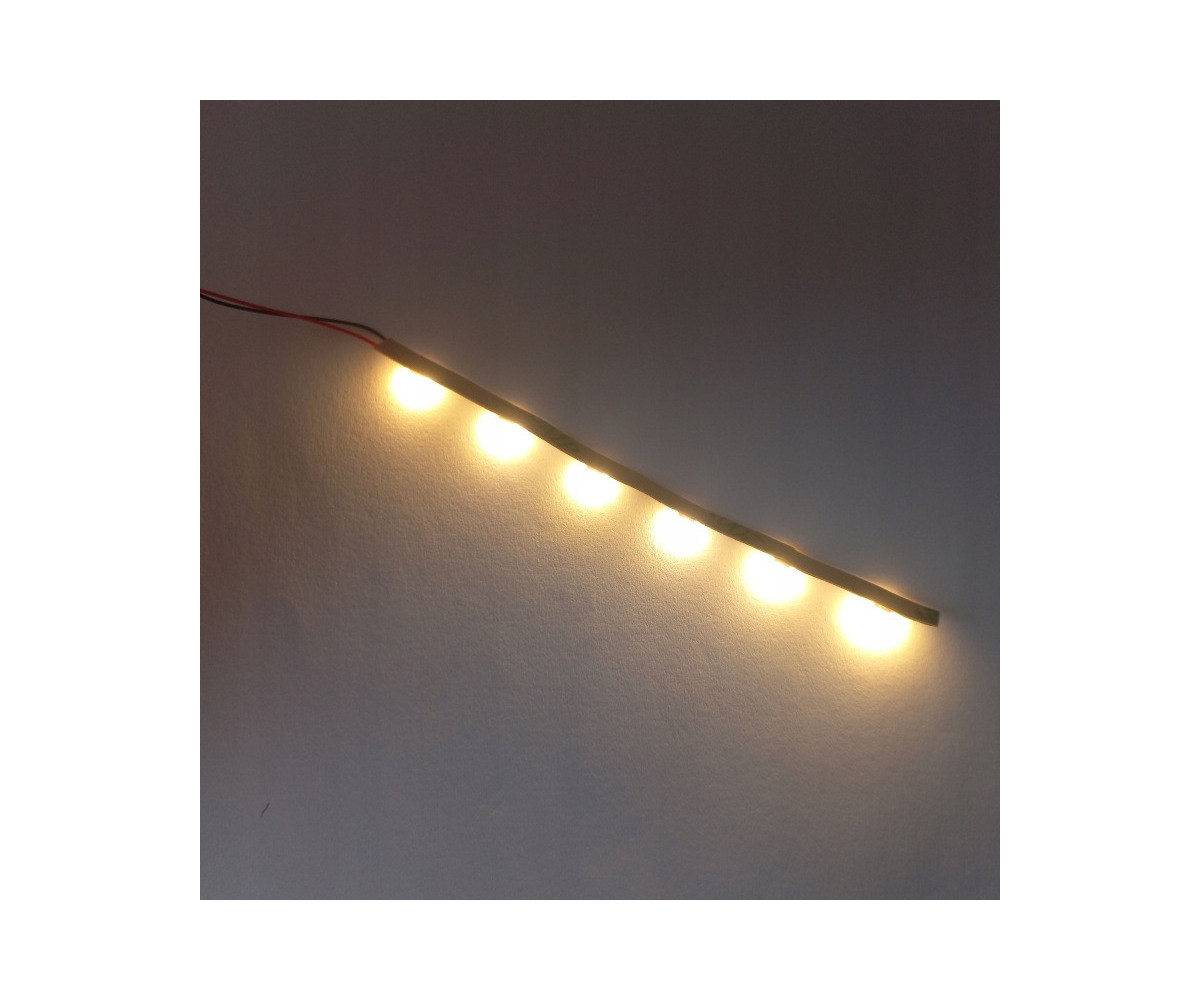 Pasek LED 12v biały ciepły - 6 diod, szer. 5mm, oświetlenie budynków