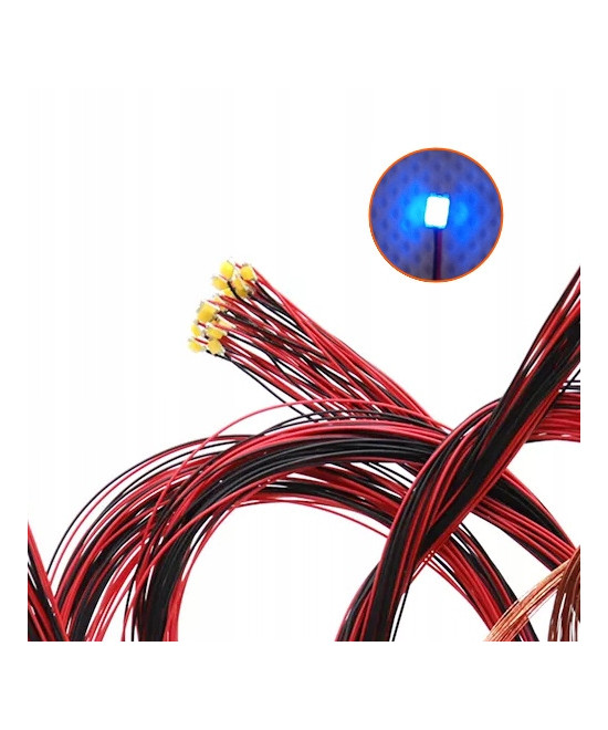 Dioda LED 1206 3v z przewodami 30cm - niebieska