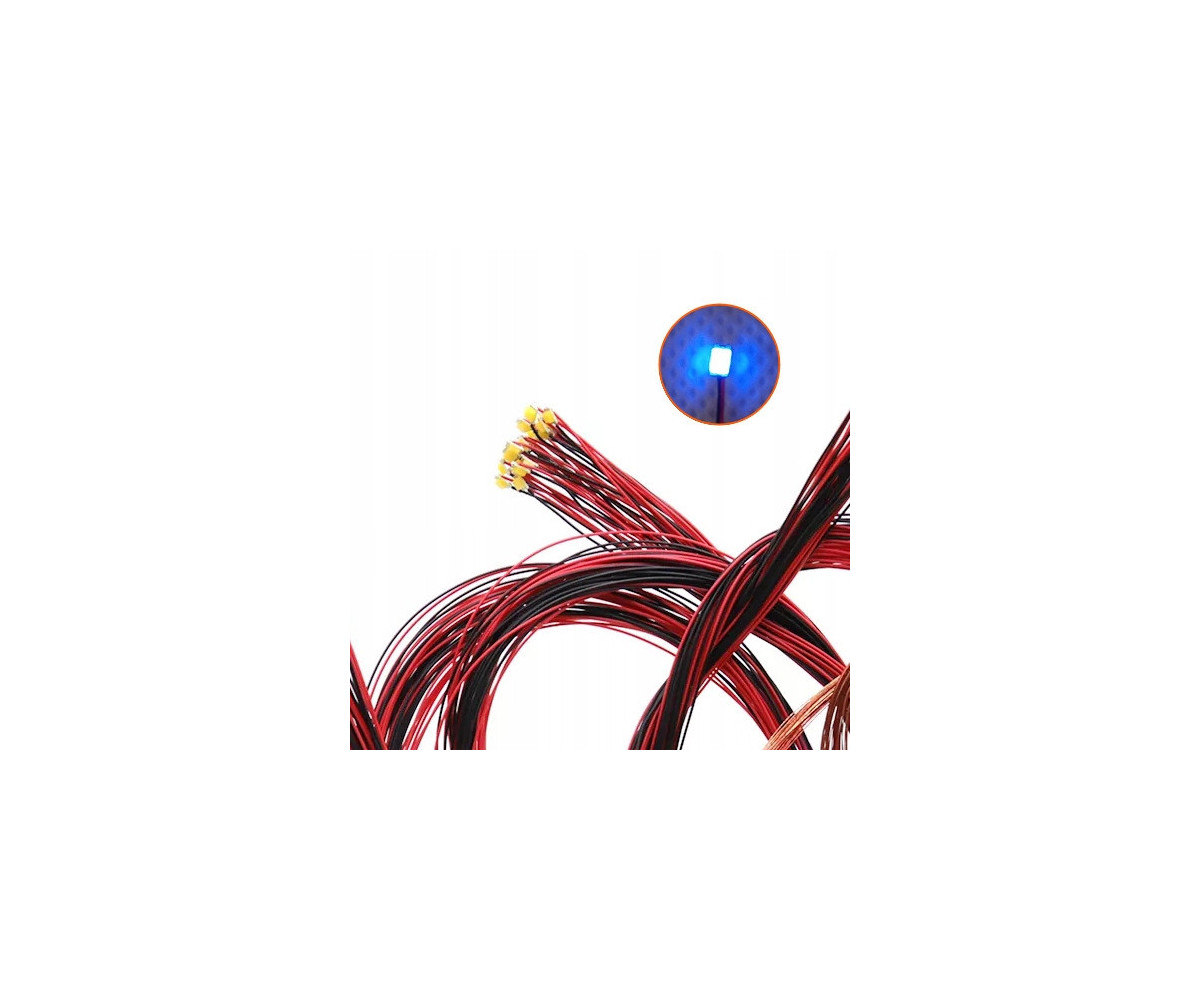 Dioda LED 1206 3v z przewodami 30cm - niebieska