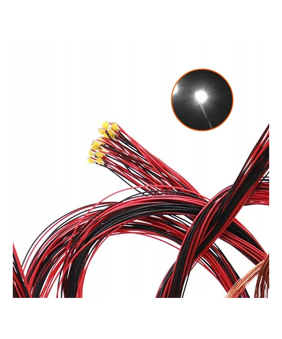 Dioda LED 1206 3v z przewodami 30cm - biała zimna