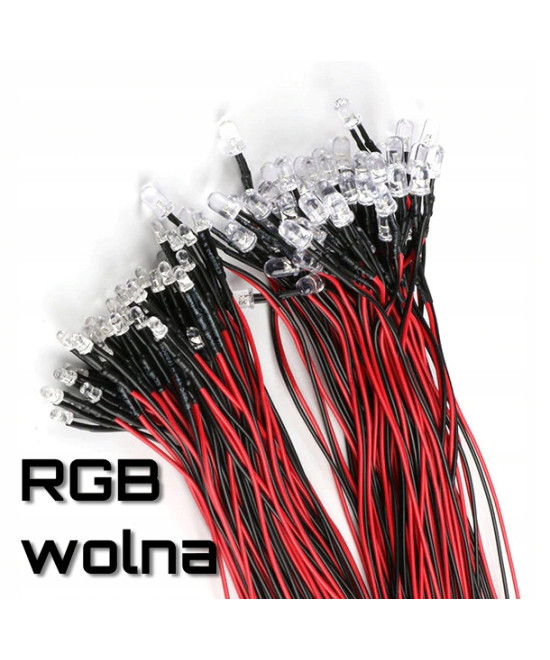 Dioda LED 3mm 12v RGB wolna