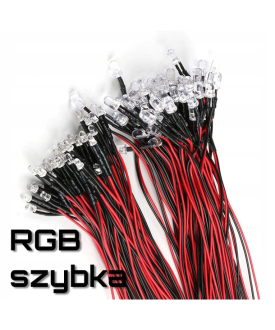 Dioda LED 3mm 12v RGB szybka