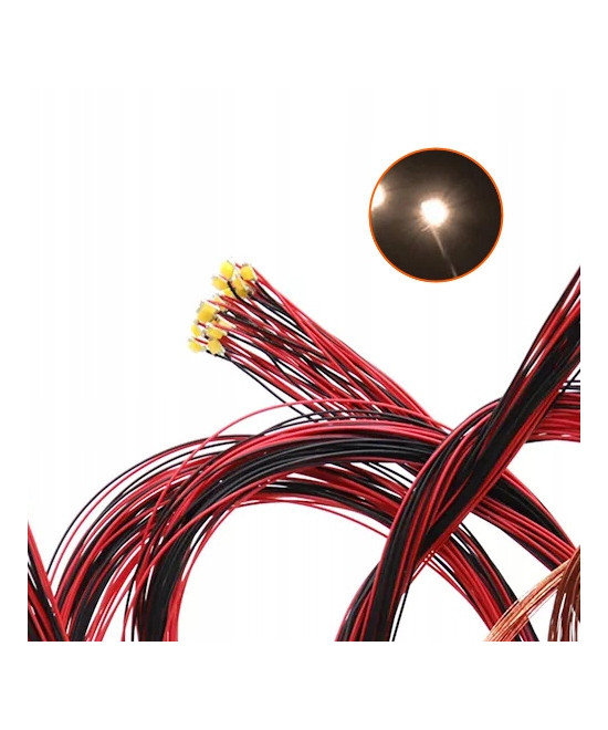 Dioda LED 1206 3v z przewodami 30cm - biała ciepła