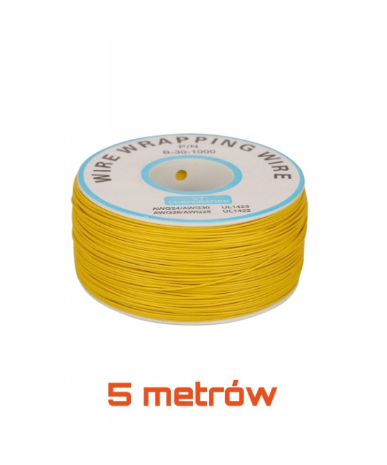 Przewód typu Kynar żółty 0,24mm, długość 5m