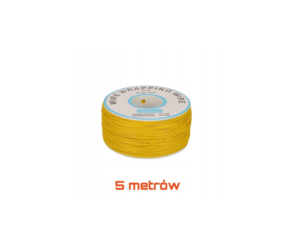 Przewód typu Kynar żółty 0,24mm, długość 5m