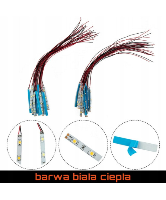 Pasek LED 12v biały ciepły - 3 diody, 5mm, oświetlenie budynków, peronów