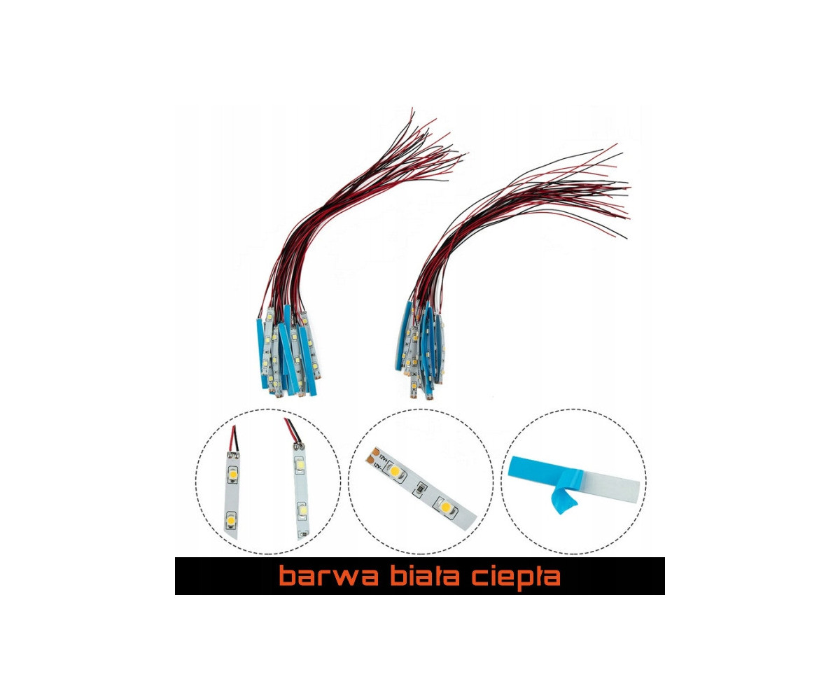 Pasek LED 12v biały ciepły - 3 diody, 5mm, oświetlenie budynków, peronów