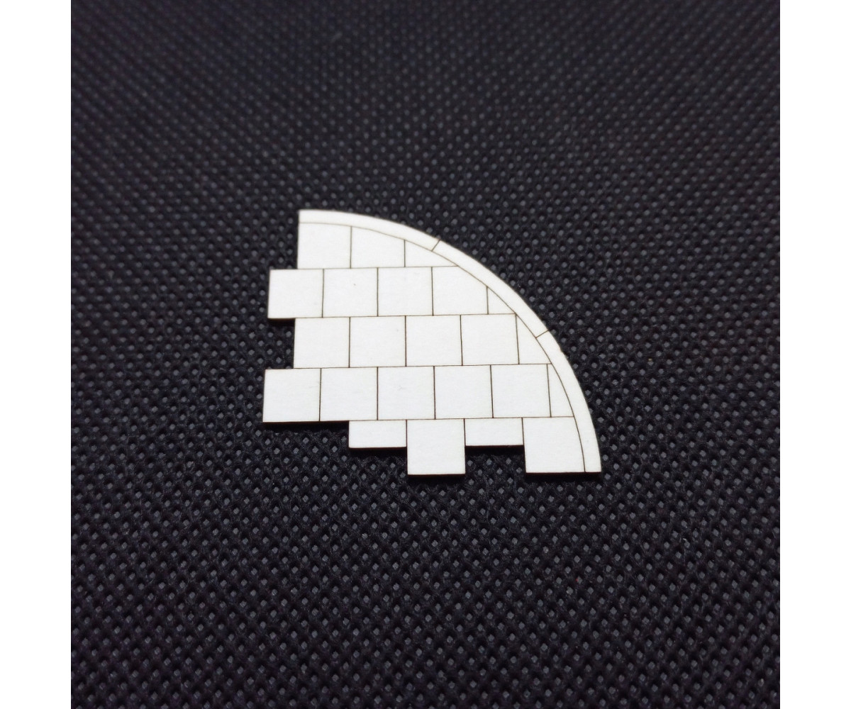 Chodnik H0 narożnik z płyt 50cm + krawężnik, zakręt 34.7mm x 31.7mm