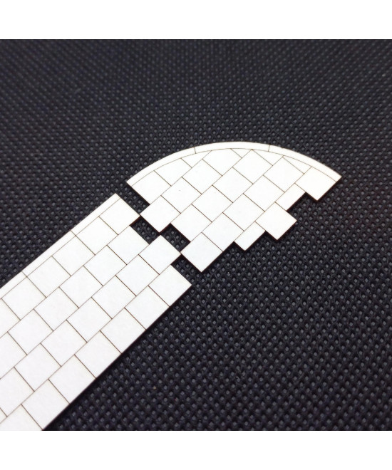 Chodnik H0 narożnik z płyt 50cm + krawężnik, zakręt 34.7mm x 31.7mm