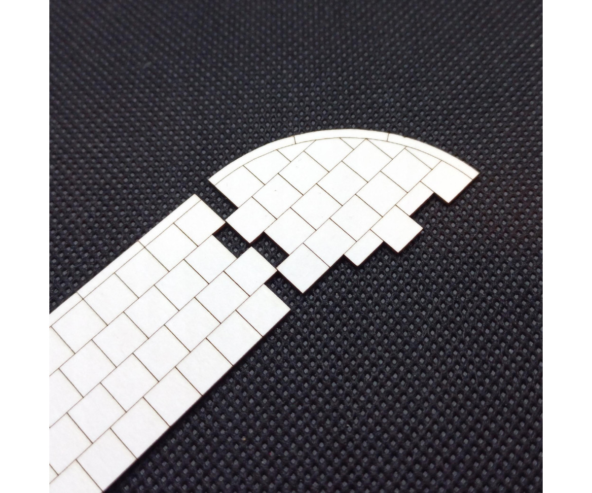 Chodnik H0 narożnik z płyt 50cm + krawężnik, zakręt 34.7mm x 31.7mm