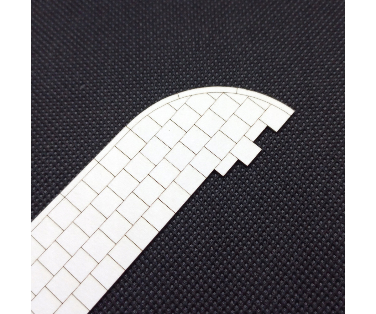 Chodnik H0 narożnik z płyt 50cm + krawężnik, zakręt 34.7mm x 31.7mm