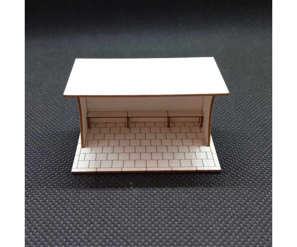Przystanek autobusowy H0, wiata typ 3 chodnik 35x35cm