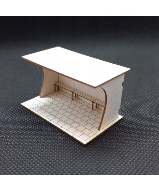 Przystanek autobusowy H0, wiata typ 3 chodnik 35x35cm