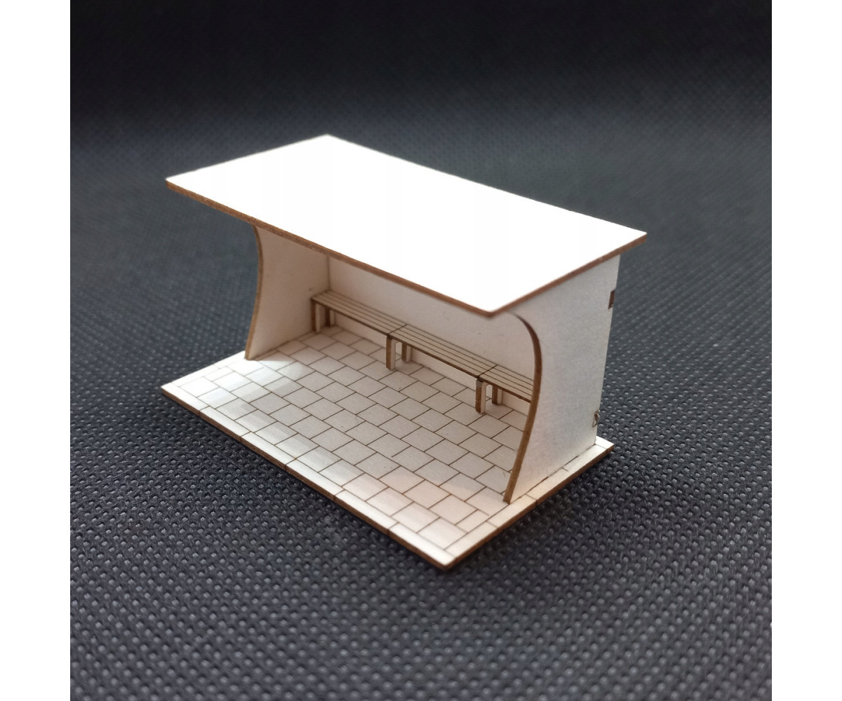 Przystanek autobusowy H0, wiata typ 3 chodnik 35x35cm