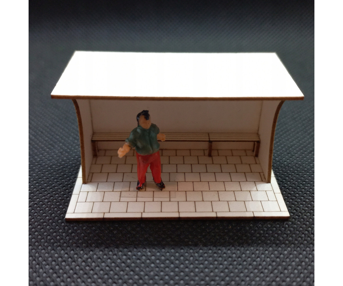 Przystanek autobusowy H0, wiata typ 3 chodnik 35x35cm