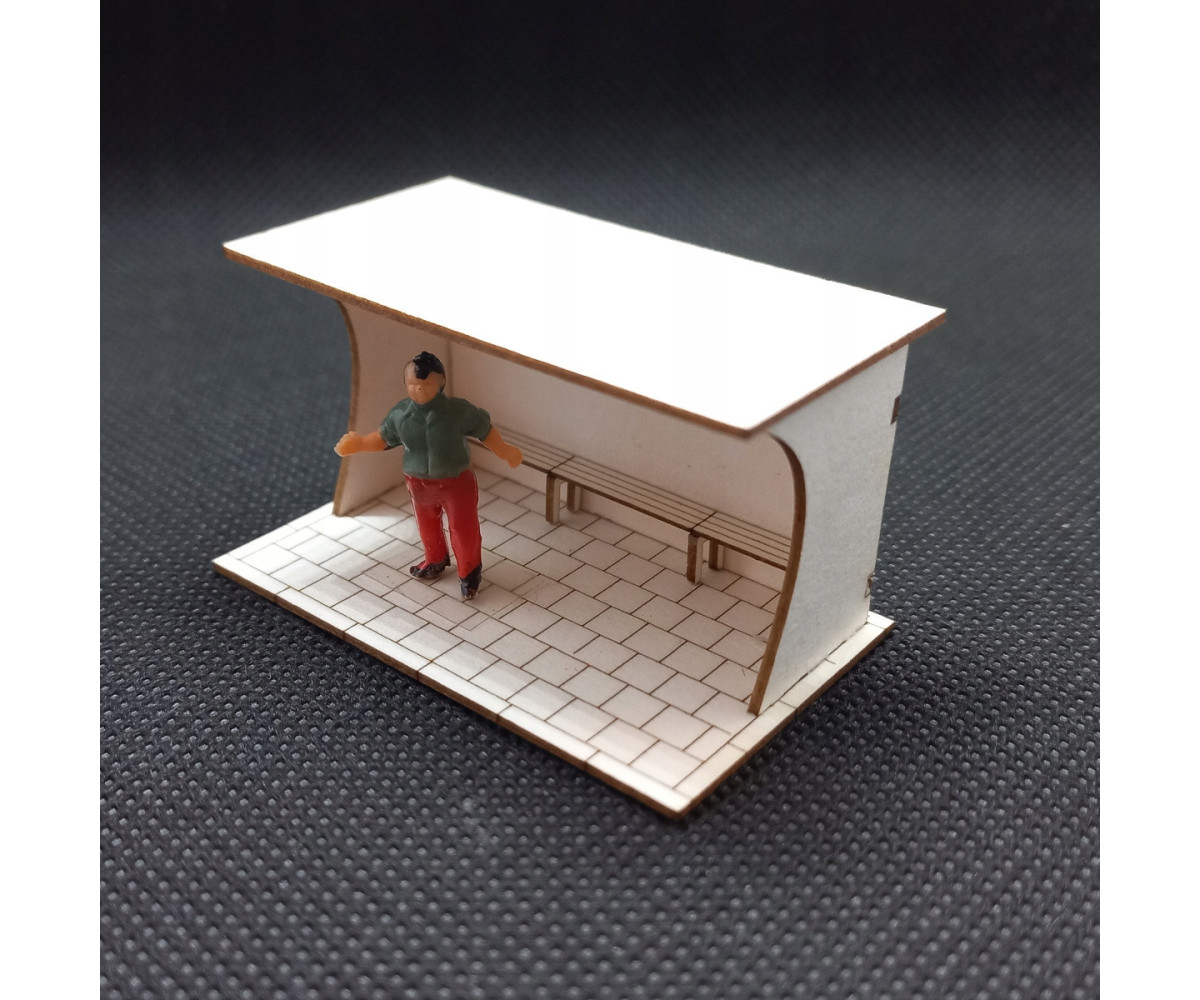 Przystanek autobusowy H0, wiata typ 3 chodnik 35x35cm