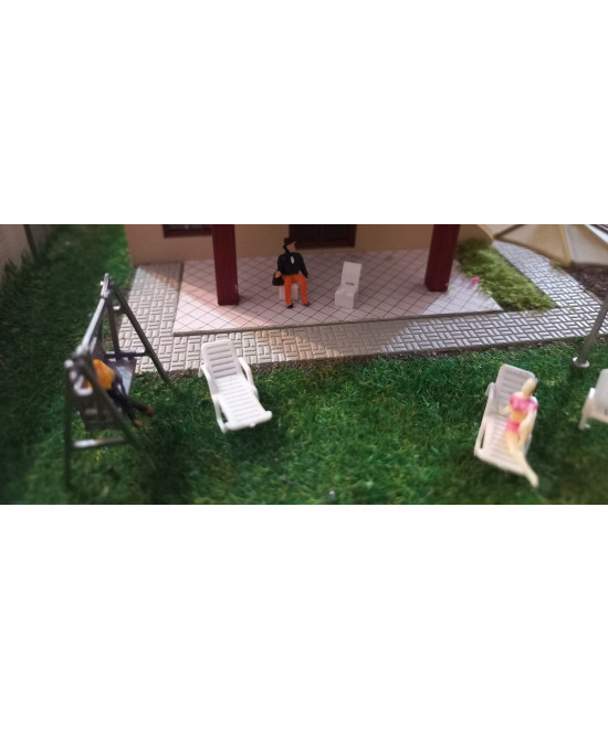 Leżak H0 na ogród, plażę, fotel do leżenia skala H0