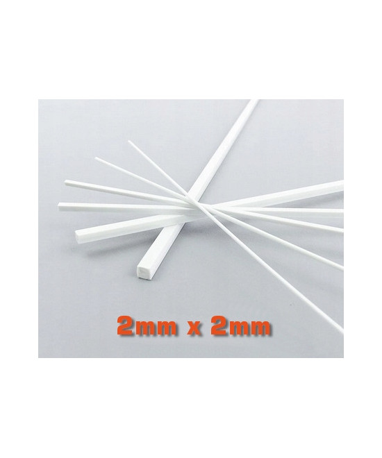 Profil ABS kwadrat 2mm x 2mm pełny (3szt x 15cm)