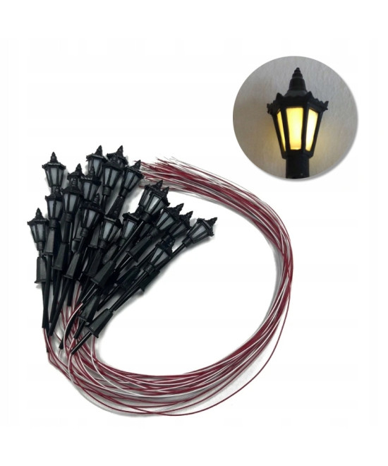 Latarnia parkowa H0, lampa led żółta 3v - 4 sztuki