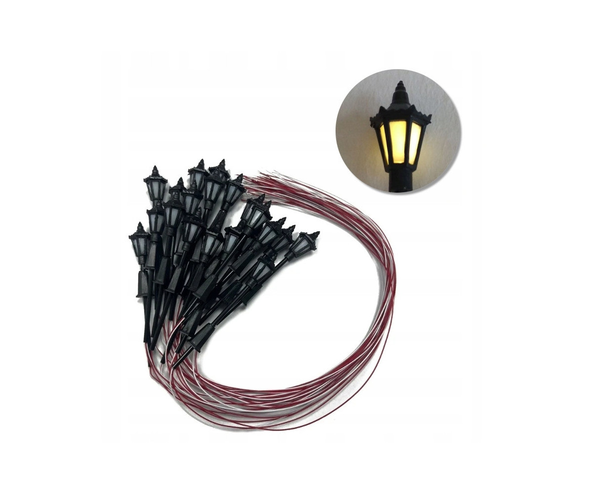 Latarnia parkowa H0, lampa led żółta 3v - 4 sztuki