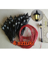 Latarnia parkowa H0, lampa led żółta 3v - 4 sztuki