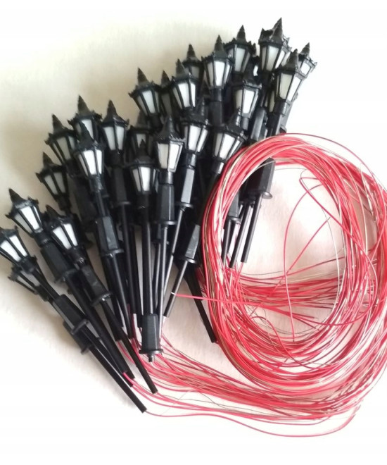 Latarnia parkowa H0, lampa led żółta 3v - 4 sztuki