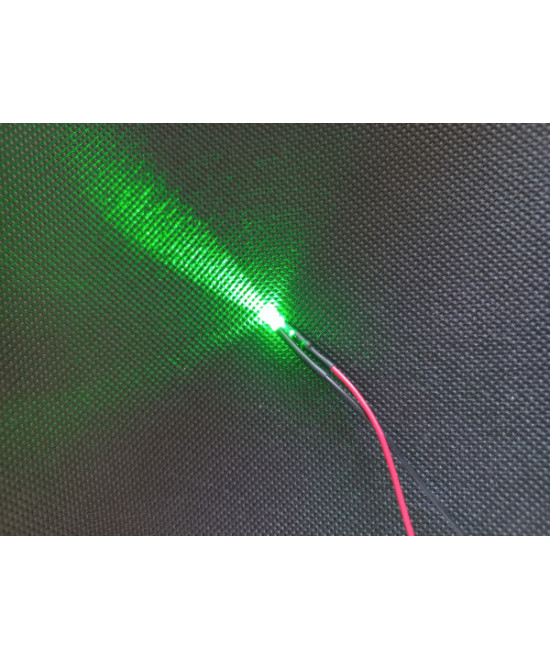 Dioda LED 3mm 12v z przewodami 20cm - zielona