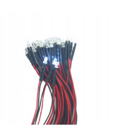 Dioda LED 3mm 12v z przewodami 20cm - biała zimna